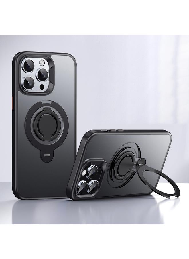 S-TOP Case For iPhone 15 Pro Frosted MagSafe Magnetic Rotating Ring Holder Phone Case - Image 1