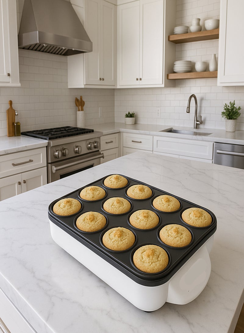 هوم ماستر جهاز صنع المصابيب والبان كيك الكهربائي 12 عين من هوم ماستر HM-190 – 1500 واط - Image 1