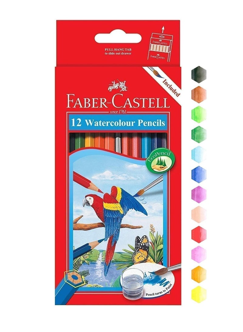 FABER-CASTELL 12-Piece Watercolour Pencils With A Paint Brush Multicolour - Image 1