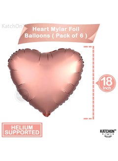 KATCHON Rose Gold Heart Foil Balloon pack of 6 for Birthday Decoration  - Image 2