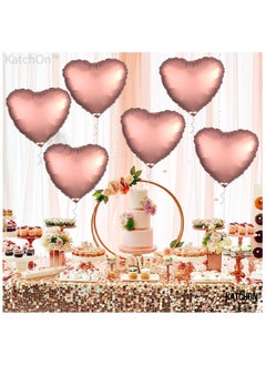 KATCHON Rose Gold Heart Foil Balloon pack of 6 for Birthday Decoration  - Image 4