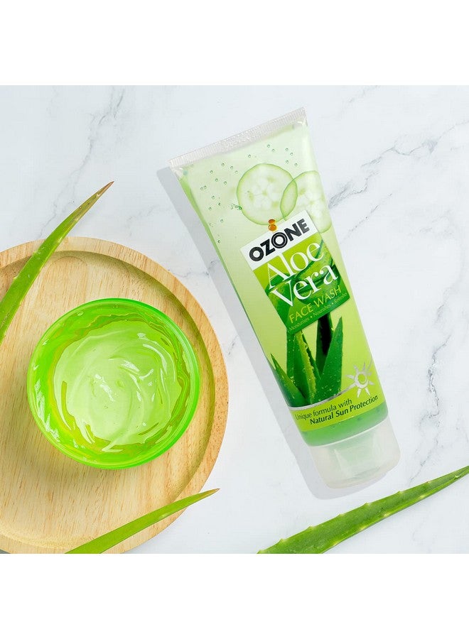 Ozone Aloe Vera Face Wash | Enriched With Aloe Vera, Cucumber, Turmeric & Tea Tree | For All Skin Type, Soft, Smooth, Refreshed & Glowing Skin | For Men & Women | 100Ml (Pack Of 3)  - Image 4
