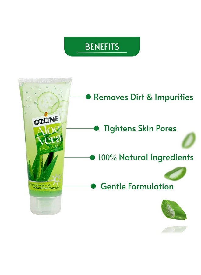Ozone Aloe Vera Face Wash | Enriched With Aloe Vera, Cucumber, Turmeric & Tea Tree | For All Skin Type, Soft, Smooth, Refreshed & Glowing Skin | For Men & Women | 100Ml (Pack Of 3)  - Image 3