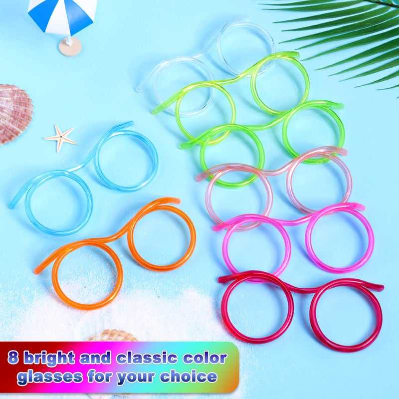 Sumind 8 Pieces Silly Straw Glasses Crazy Fun Loop Straws Novelty Drinking Eyeglasses for Annual Meeting Fun Parties Birthday Assorted Colors - Image 5