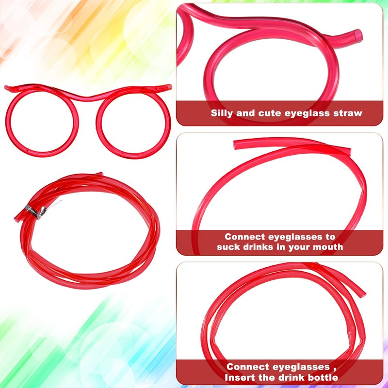 Sumind 8 Pieces Silly Straw Glasses Crazy Fun Loop Straws Novelty Drinking Eyeglasses for Annual Meeting Fun Parties Birthday Assorted Colors - Image 3
