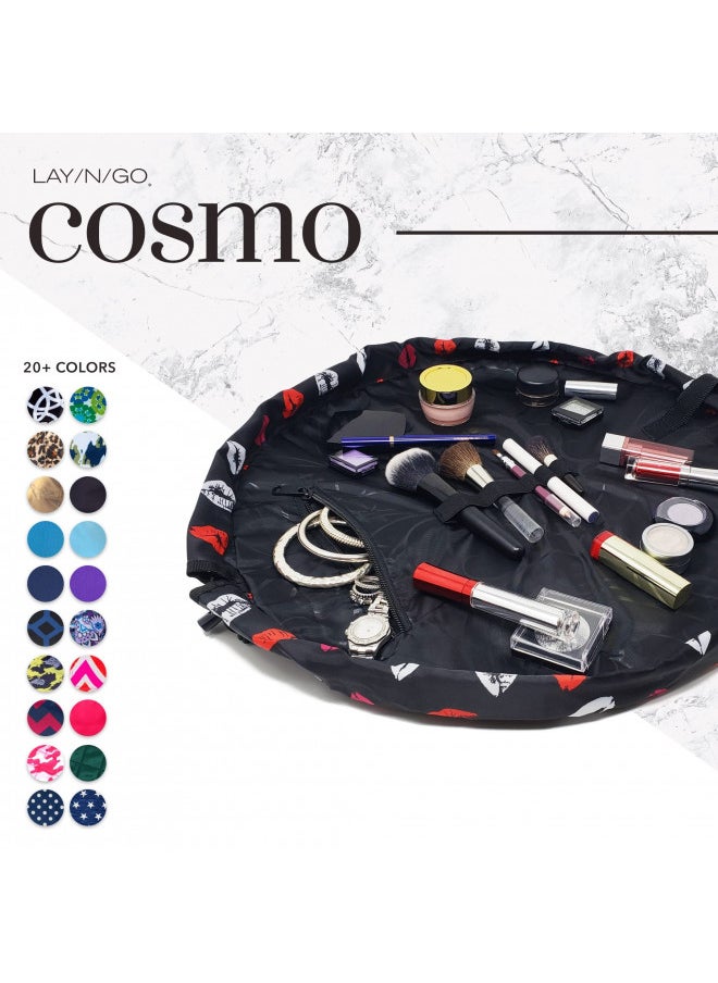 Lay-n-Go Lay-n-Go Cosmo Drawstring Cosmetic & Makeup Bag Organizer, Toiletry Bag for Travel, Gifts, and Daily Use, 20 inch, Lips (Black Inside)  - Image 4