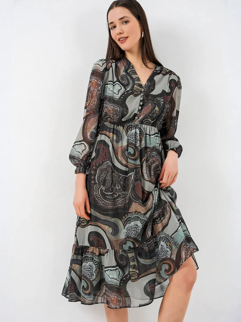 BDART Leopard Print V-Neck Midi Dress