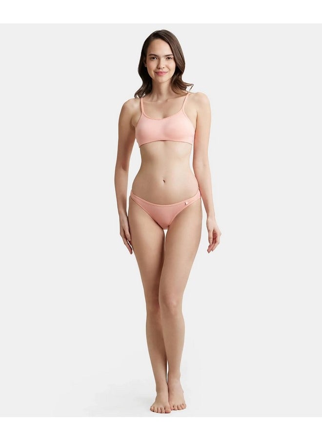JOCKEY - Jockey SS02 Women's Super Combed Cotton Elastane Stretch Low Waist Bikini with Concealed Waistband and StayFresh Treatment_Candlelight Peach_S - Image 1