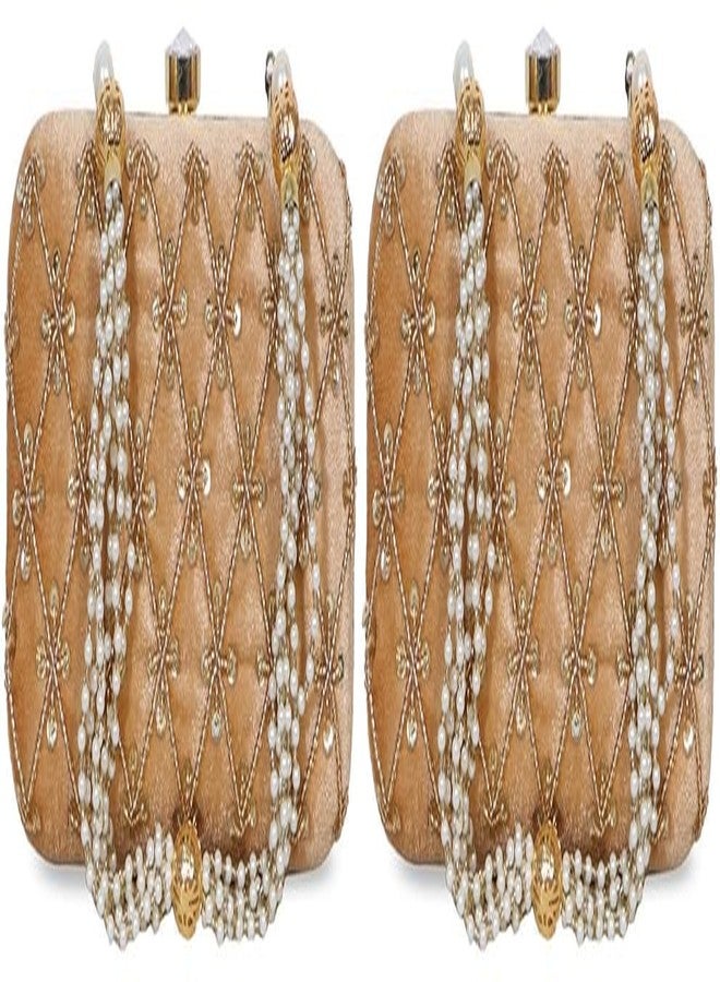 حقيبة يد نسائية مطرزة باللون الذهبي من دوقة (عبوة من قطعتين)