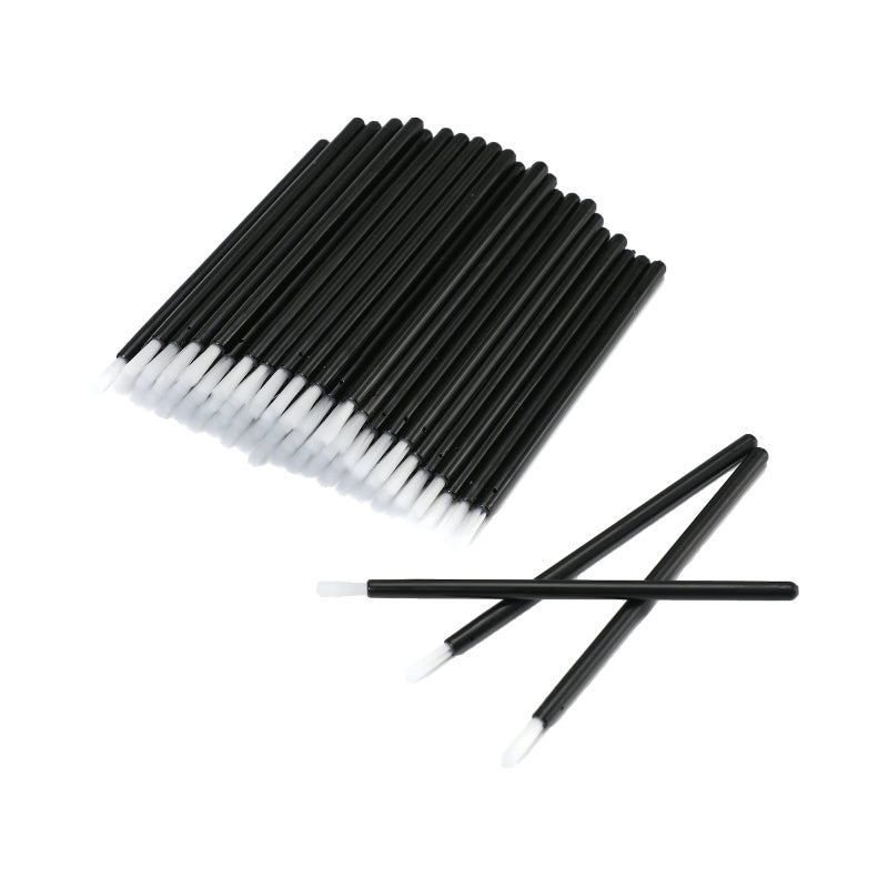 NEGEMEL 100 Pcs Disposable Makeup Lip Brushes PYO Cookie Paint Brushes Nail Polish Brushes Cosmetic Lip Brush Wands mini paint brushes for cookies (Black) - Image 1