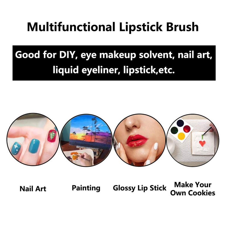 NEGEMEL 100 Pcs Disposable Makeup Lip Brushes PYO Cookie Paint Brushes Nail Polish Brushes Cosmetic Lip Brush Wands mini paint brushes for cookies (Black) - Image 4