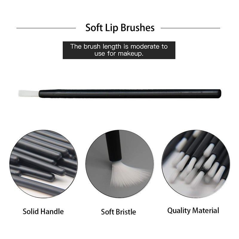 NEGEMEL 100 Pcs Disposable Makeup Lip Brushes PYO Cookie Paint Brushes Nail Polish Brushes Cosmetic Lip Brush Wands mini paint brushes for cookies (Black) - Image 3