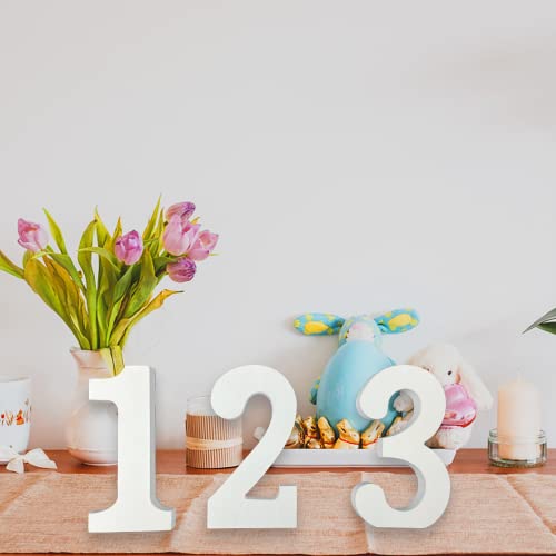 AOCEAN 4 Inch White Wood Numbers Unfinished Wood Number for Wall Decorative Standing Numbers Slices Sign Board Decoration for Craft Home Party Projects (1) - Image 5