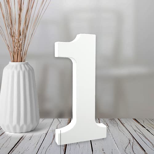 AOCEAN 4 Inch White Wood Numbers Unfinished Wood Number for Wall Decorative Standing Numbers Slices Sign Board Decoration for Craft Home Party Projects (1) - Image 1