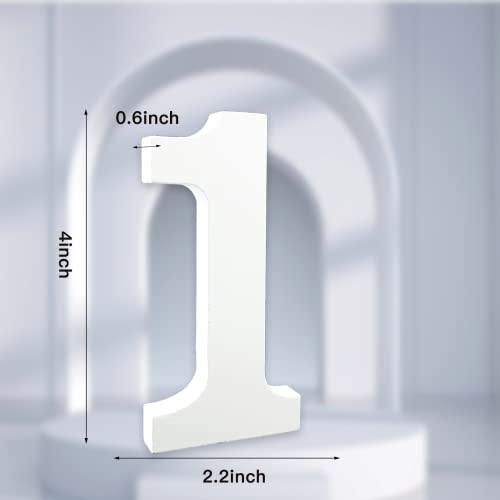 AOCEAN 4 Inch White Wood Numbers Unfinished Wood Number for Wall Decorative Standing Numbers Slices Sign Board Decoration for Craft Home Party Projects (1) - Image 2