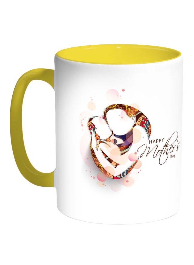 Happy Mother's Day Printed Coffee Mug White/Yellow/Red 325ml