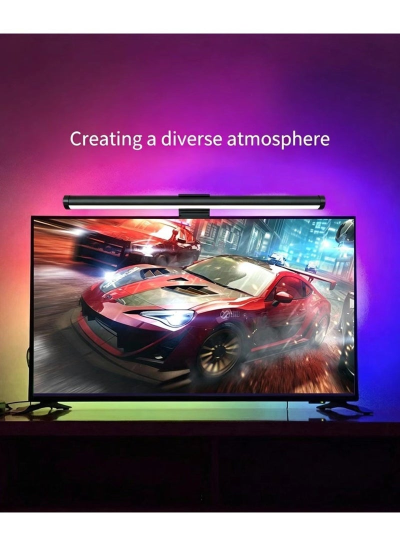 شريط إضاءة شاشة RGB بطول 40 سم يعمل بالـ USB - إضاءة مزدوجة بـ 3 ألوان، مصباح شاشة قابل للتعديل لحماية العين للألعاب والمكتب والعمل والمنزل وسطح المكتب - Image 3