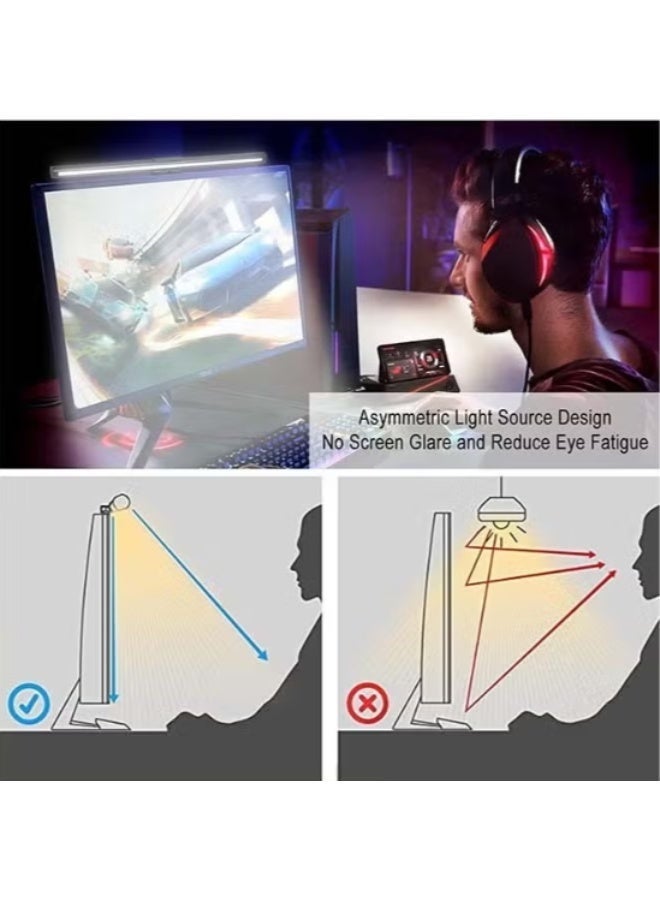 شريط إضاءة شاشة RGB بطول 40 سم يعمل بالـ USB - إضاءة مزدوجة بـ 3 ألوان، مصباح شاشة قابل للتعديل لحماية العين للألعاب والمكتب والعمل والمنزل وسطح المكتب - Image 4