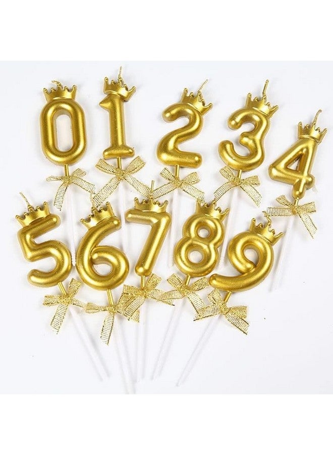 FI - FLICK IN 2 Pc 34 Number Candle for Birthday Cake Metallic Gold Number Candle with Crown on Top for Anniversary Cake Topper 34th Birthday Cake Decoration 0-9 Number Candles (Pack of 2, Gold)