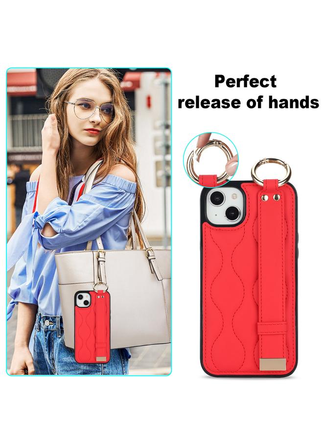 S-TOP Case For iPhone 14 Plus Non-slip Full Coverage Ring PU Phone Case with Wristband - Image 5