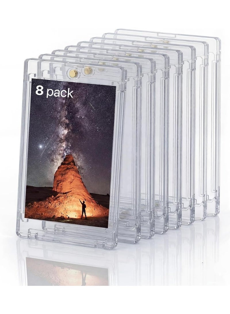 8ct Magnetic Card Holder, With 2 stands,35pt One Touch Card Holder, U-V Protection Cards Sleeves,Hard Plastic Case for Trading Cards, Clear Display Case for Sports, Baseball, Football, Game Cards - Image 2