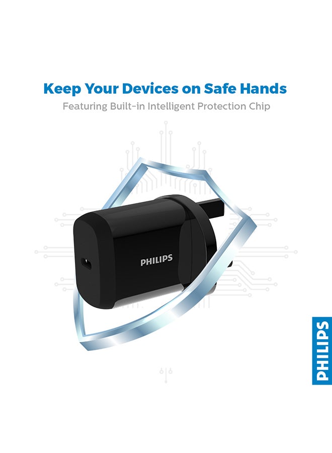 Philips 25W Fast Charging Wall Charger With PD+PPS Support Black - Image 3