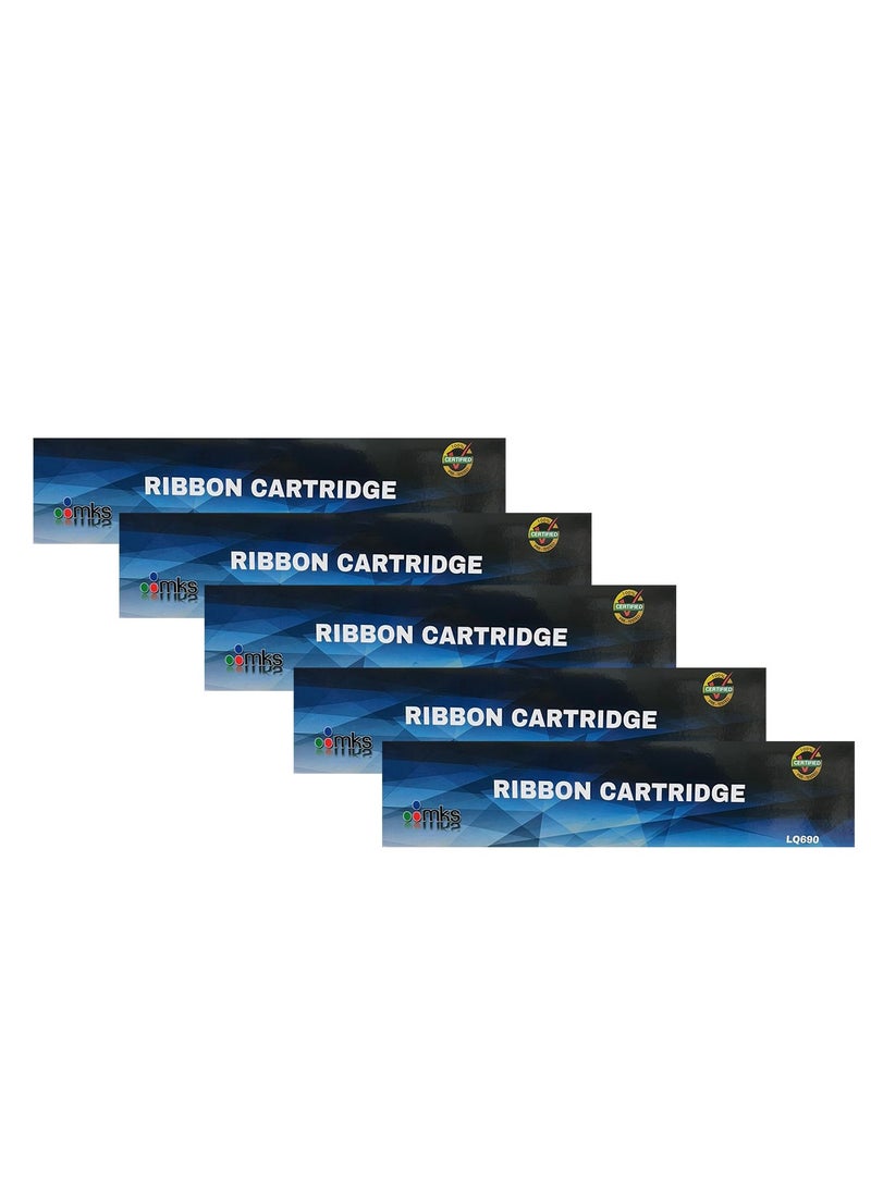 MKS 5 Pack Ribbon Cartridge for Epson LQ690 