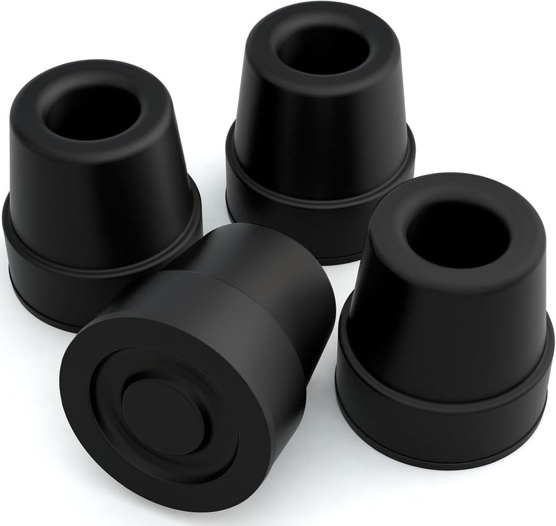 Vive Quad Cane Tips Set of 4  Heavy Duty 12 inch Replacement Rubber Foot  Black Attachment Base Grip  Accessories for Walking and Standing Stick  Durable End for Women Men Seniors Elderly - Image 1