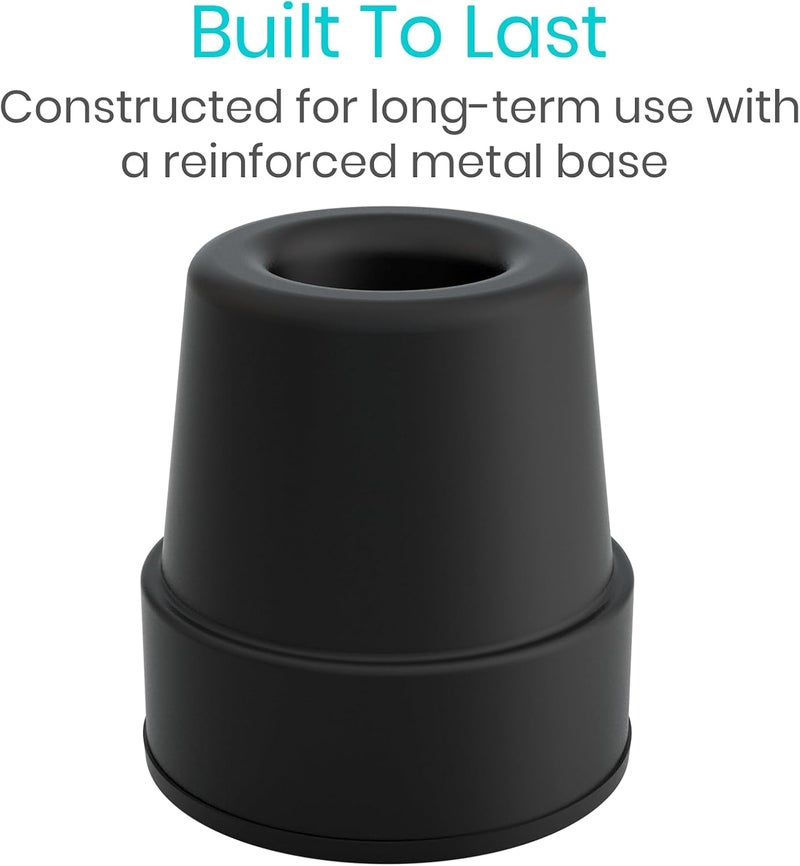 Vive Quad Cane Tips Set of 4  Heavy Duty 12 inch Replacement Rubber Foot  Black Attachment Base Grip  Accessories for Walking and Standing Stick  Durable End for Women Men Seniors Elderly - Image 4