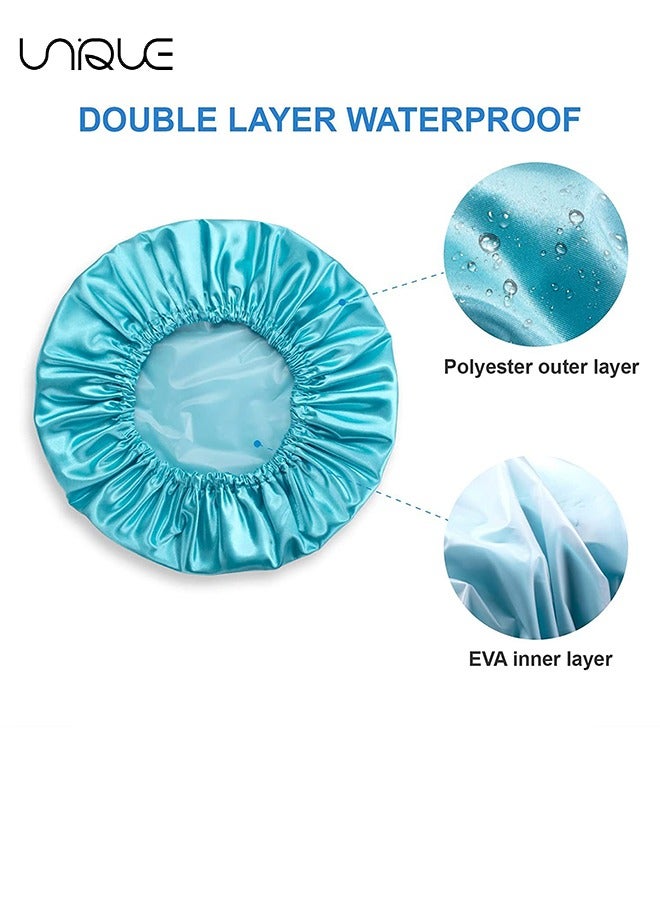يونيك 4 حزمة دش كاب ، 4 حزمة قبعة دش فاخرة للماء وطبقة مزدوجة قابلة لإعادة الاستخدام حمام دش كاب للنساء سبا ، صالون لتصفيف الشعر ، استخدام السفر في فندق المنزل - Image 3