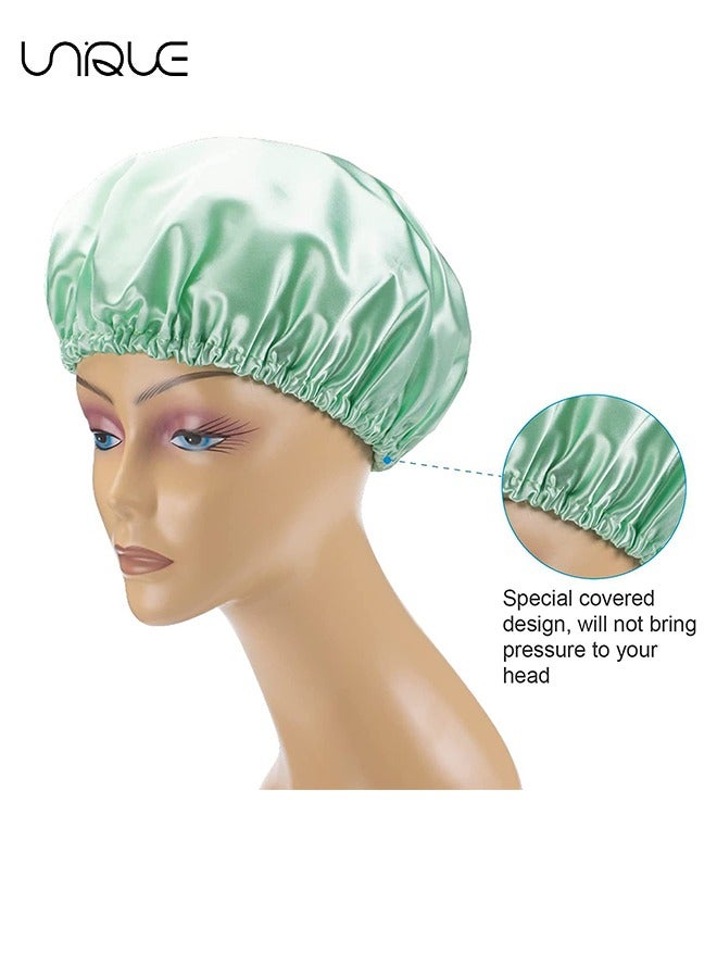 يونيك 4 حزمة دش كاب ، 4 حزمة قبعة دش فاخرة للماء وطبقة مزدوجة قابلة لإعادة الاستخدام حمام دش كاب للنساء سبا ، صالون لتصفيف الشعر ، استخدام السفر في فندق المنزل - Image 4