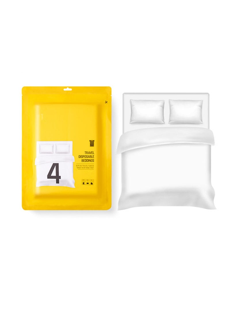 4PCS Disposable Travel Bed Sheets Quilt Cover and Pillowcase, Disposable Bedding Travel Bedding Disposable Sheets for Business Travel Hotel Essentials  - Image 1