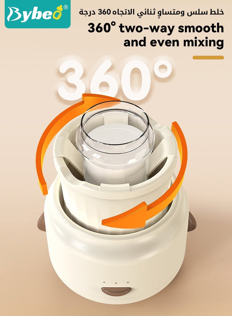 Bybeo Baby Milk Bottle Shaker with 2PCS Formula Dispensers, Automatic Baby Formula Mixer, Universal Bottle Shaking Machine, Baby Milk Powder Mixer with 3 Modes, 360 Degrees Constant Speed - Image 4