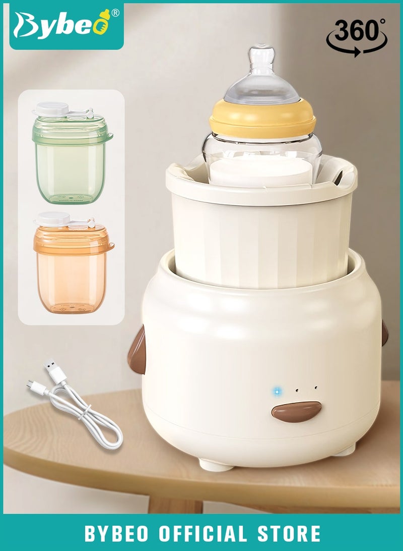 Bybeo Baby Milk Bottle Shaker with 2PCS Formula Dispensers, Automatic Baby Formula Mixer, Universal Bottle Shaking Machine, Baby Milk Powder Mixer with 3 Modes, 360 Degrees Constant Speed - Image 1