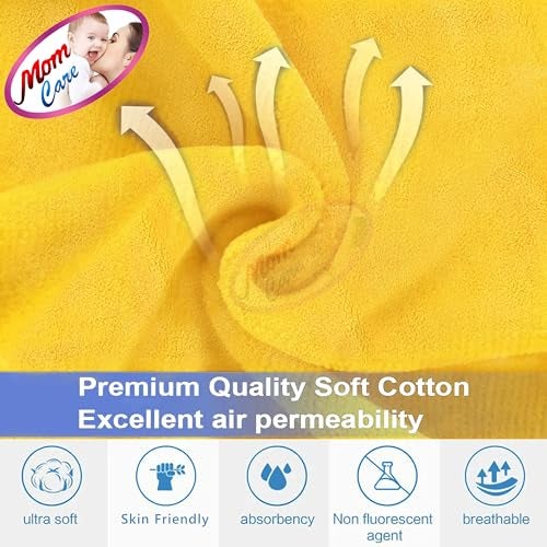 MOM CARE Baby Face Towels, Extra Soft Reusable Napkins for Newborn, Infants,Toddlers & Adults in Pack of 6 Yellow - Image 4