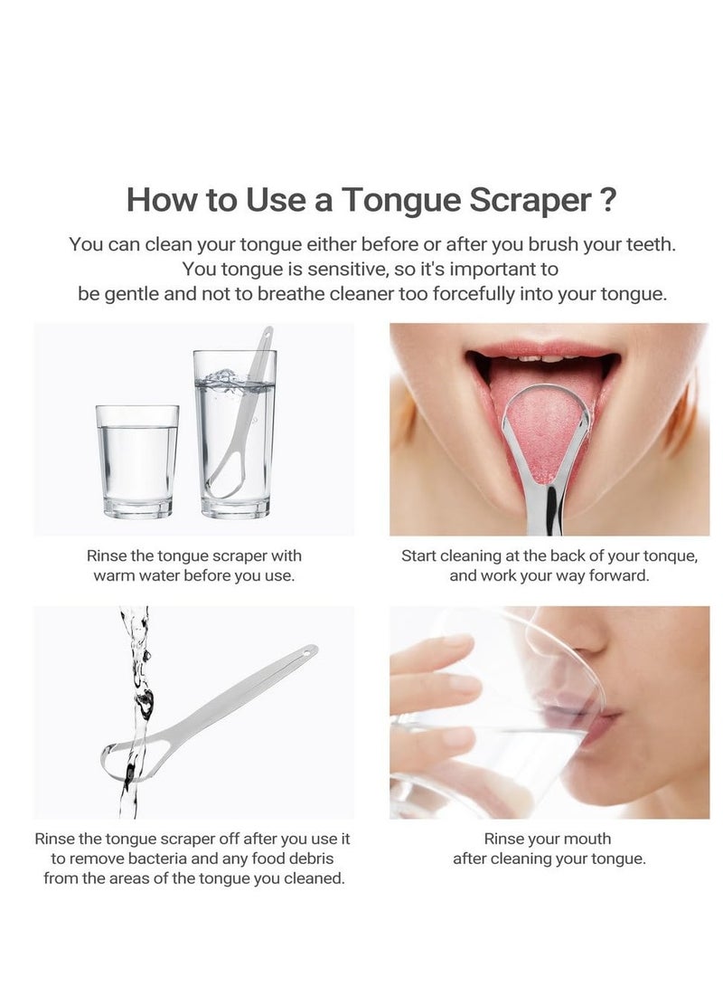Generic 3PCS Stainless Steel Tongue Scraper Set – Metal Tongue Cleaners with Dual Handle Design and Storage Case for Oral Hygiene, Silver  - Image 5