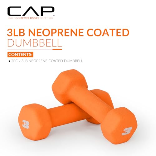 CAP Barbell Neoprene Dumbbell Weights, 3 lb Pair, Spiced Orange - Image 2