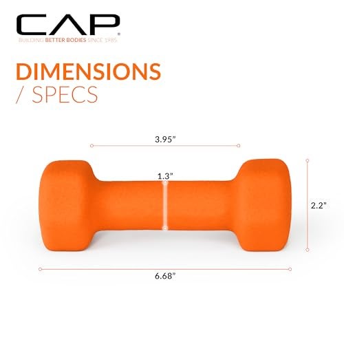 CAP Barbell Neoprene Dumbbell Weights, 3 lb Pair, Spiced Orange - Image 3