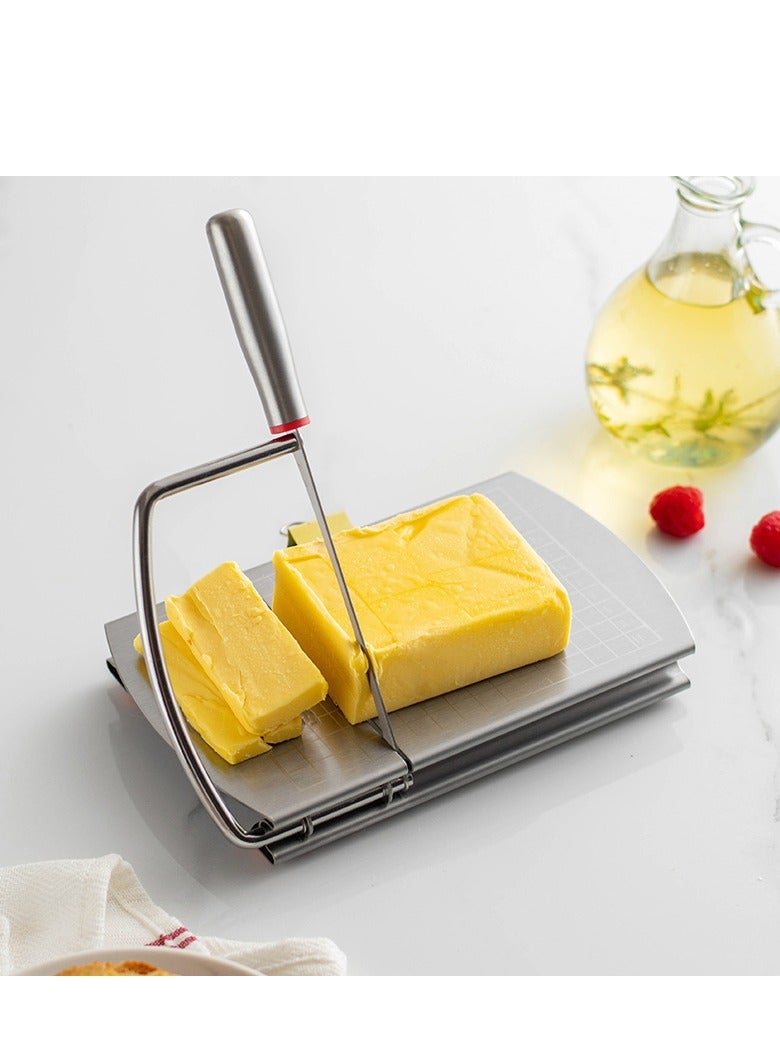 Cheese Slicer, Multipurpose Cheese Cutter Stainless Steel Cheese Slicers for Block Cheese, er, Sausages, Fruits Kitchen Gadget Cheese Cutting Board  - Image 1