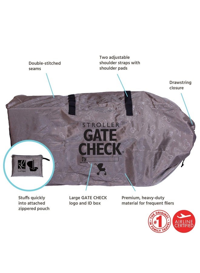 جي إل تشيلدريس حقيبة فحص بوابة JL Childress DELUXE لعربات الأطفال الفردية والمزدوجة - حقيبة عربة أطفال للطائرة - حقيبة سفر كبيرة لعربة الأطفال مع أحزمة كتف قابلة للتعديل - حقيبة عربة أطفال للسفر الجوي - رمادي - Image 1