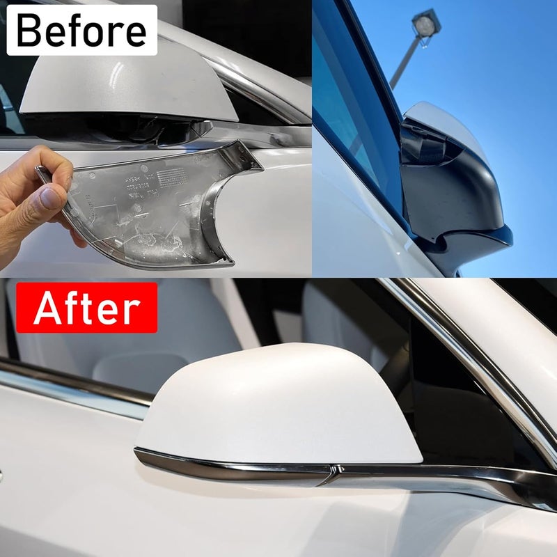 Jaronx Compatible With Tesla Model 3 Mirror Bottom Cover 2017-2024, Chrome Right Passenger Rearview Mirror Lower Base Cover, Side Mirror Base Cover For Tesla Model 3 Wing Mirror Repair(Right) Global easy assemble picks - Image 2
