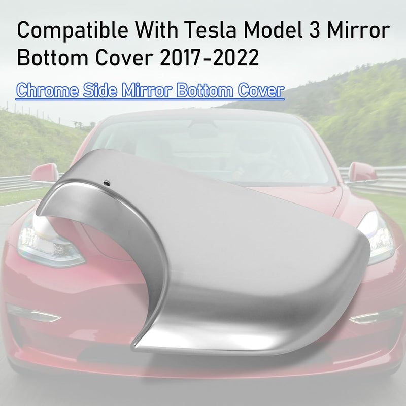 Jaronx Compatible With Tesla Model 3 Mirror Bottom Cover 2017-2024, Chrome Right Passenger Rearview Mirror Lower Base Cover, Side Mirror Base Cover For Tesla Model 3 Wing Mirror Repair(Right) Global easy assemble picks - Image 3