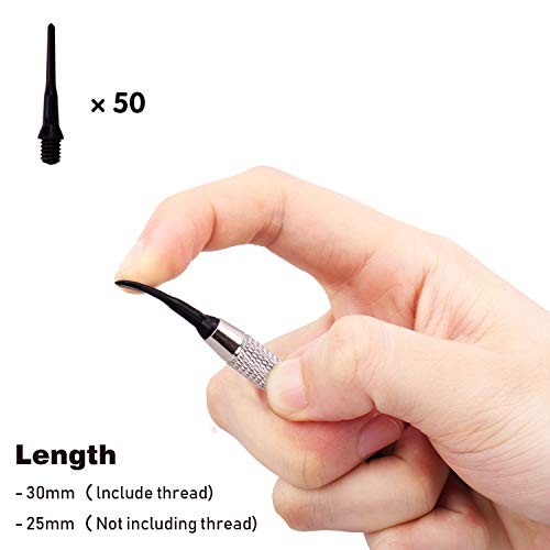 Turnart Darts Plastic Tip - Professional Soft Tip Darts Set for Electronic Dartboard 9 Pcs 18 Grams with 50 Extra Tips 9 Shafts 27 Flights Tool Kit Flight Protectors and Gift Darts Case (Tungsten) - Image 4