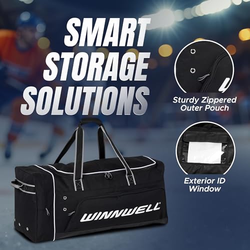 Winnwell Premium Carry Hockey Bag - Equipment Bag with Mulitple Pouches - Great for Carrying Sport Gear (Black, Junior) - Image 5