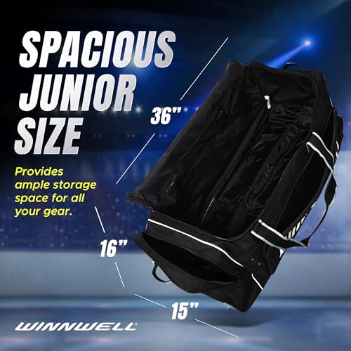 Winnwell Premium Carry Hockey Bag - Equipment Bag with Mulitple Pouches - Great for Carrying Sport Gear (Black, Junior) - Image 3
