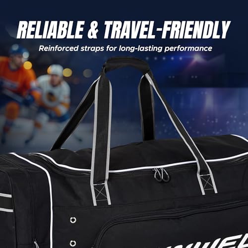 Winnwell Premium Carry Hockey Bag - Equipment Bag with Mulitple Pouches - Great for Carrying Sport Gear (Black, Junior) - Image 4