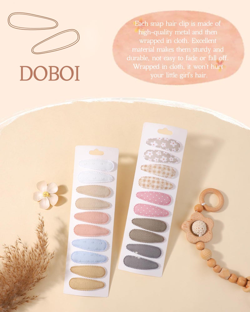 doboi 20Pcs Toddler Hair Clips Hair Barrettes Baby Girls Hair Bows Clips Floral Print Non Slip Snap Hairpins Flower Hair Clips for Girls Kids Toddler Hair Accessories - Image 3