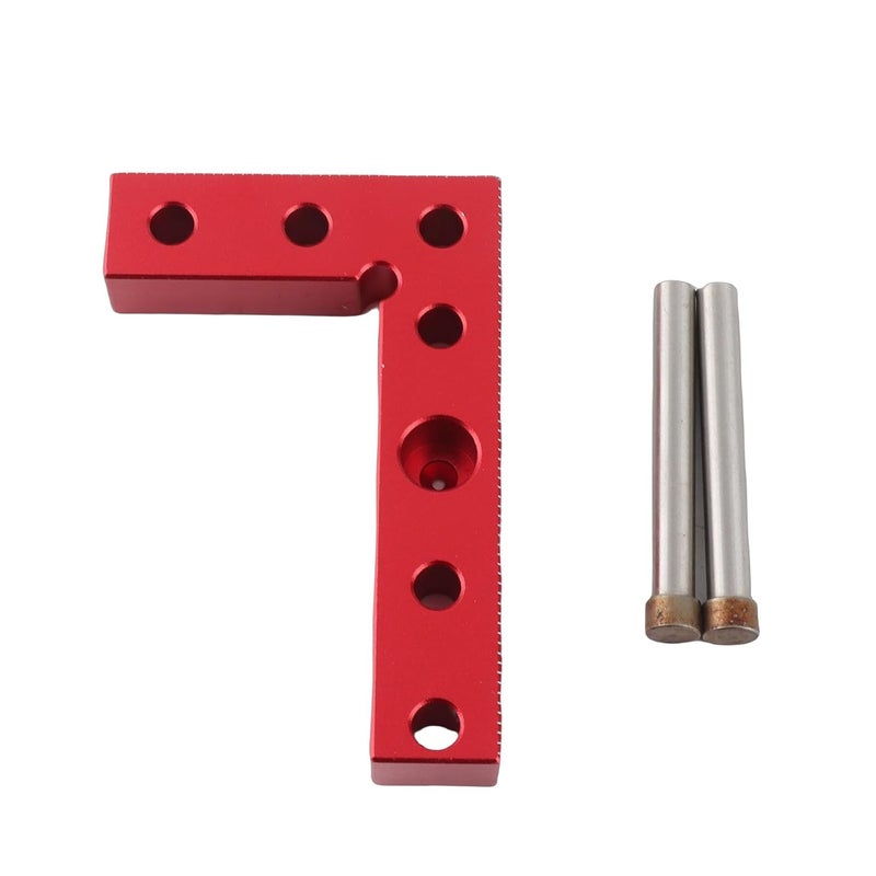 Small Square 90 Degree Positioning Square Woodworking Center Finder, Aluminium Alloy with Steel Sleeves, Red Anodised - Accurate Drilling Guide, Multifunctional Marking Tool for - Image 1