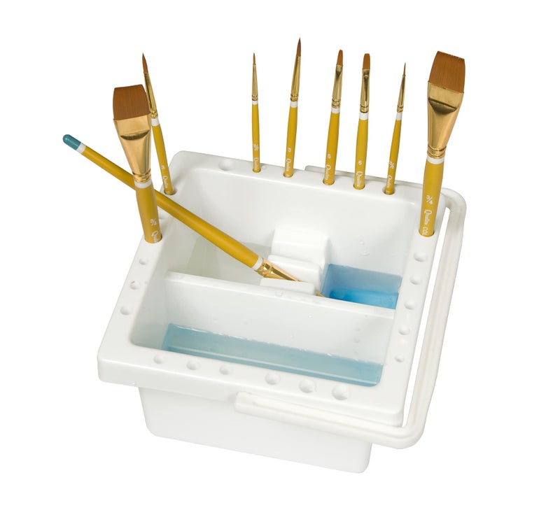 Creative Mark Brush Basin - All In One Unit for Storage, Shaping, Cleaning, and Soaking - 6.5 x 6.5 x 3.5 With Lid - Image 2