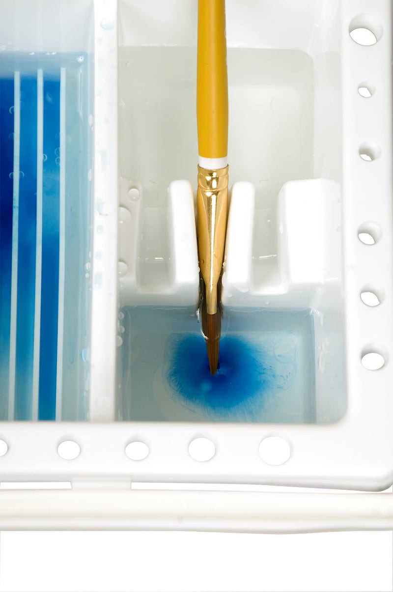 Creative Mark Brush Basin - All In One Unit for Storage, Shaping, Cleaning, and Soaking - 6.5 x 6.5 x 3.5 With Lid - Image 4